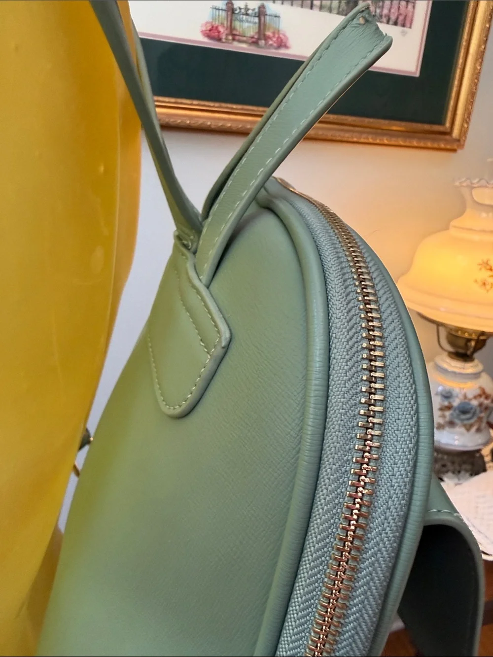 Miztique Sage Green Faux Leather Backpack